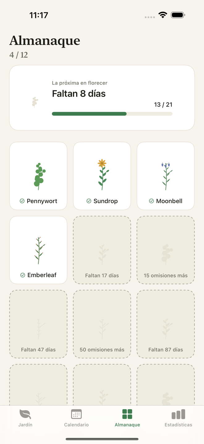 Almanaque — 12 especies, algunas aún bloqueadas